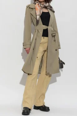 Burberry beżowy Spodnie z licznymi zamkami