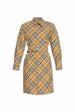 Burberry beżowy Sukienka z wzorem w kratę