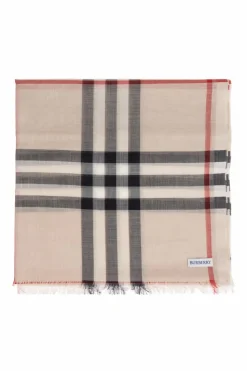 Burberry beżowy Szal ze wzorem w kratę