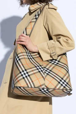 Burberry beżowy Torba na ramię z wzorem w kratę