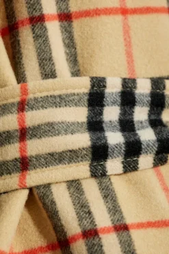 Burberry beżowy Wełniany płaszcz z paskiem