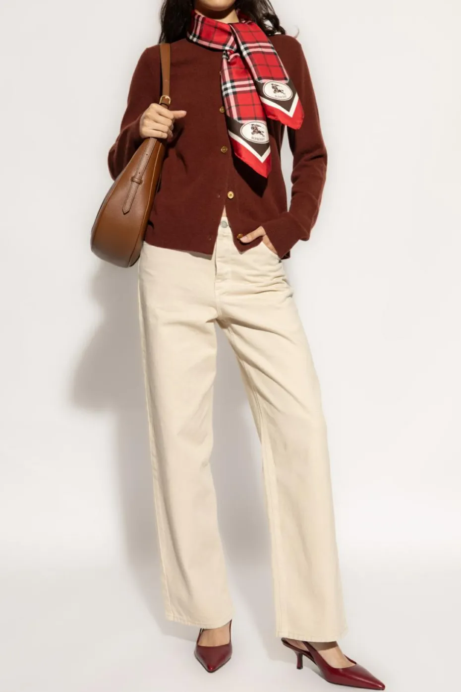 Burberry BORDO Kaszmirowy kardigan