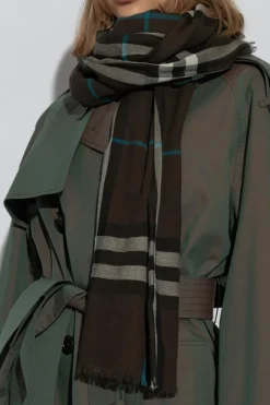 Burberry BRĄZOWY Wełniany szal