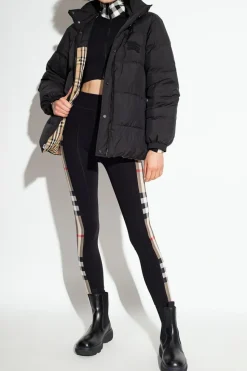 Burberry CZARNY Legginsy ze wzorem w kratę ‘Madden’