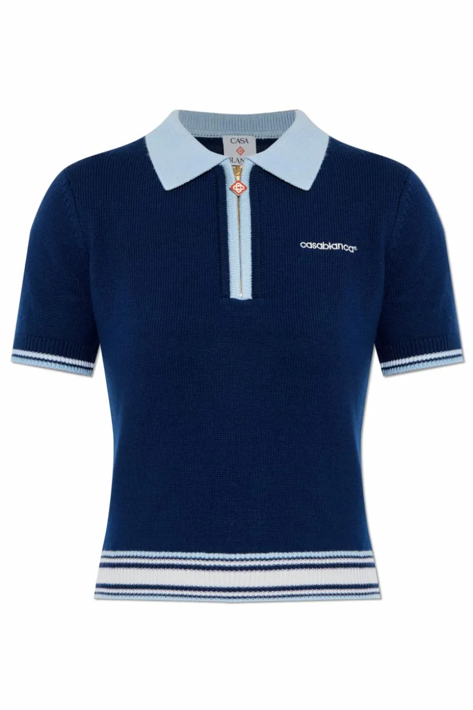 Casablanca GRANATOWY Wełniane polo