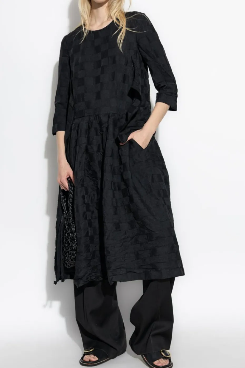 CDG by Comme des Garçons CZARNY Sukienka ze wzorem w kratę