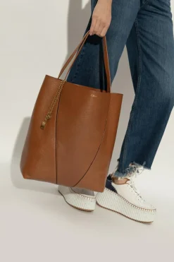 Chloé BRĄZOWY Torba `Spin Large` typu `shopper`