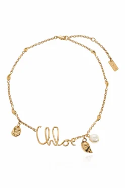 Chloé ZŁOTY Choker z logo