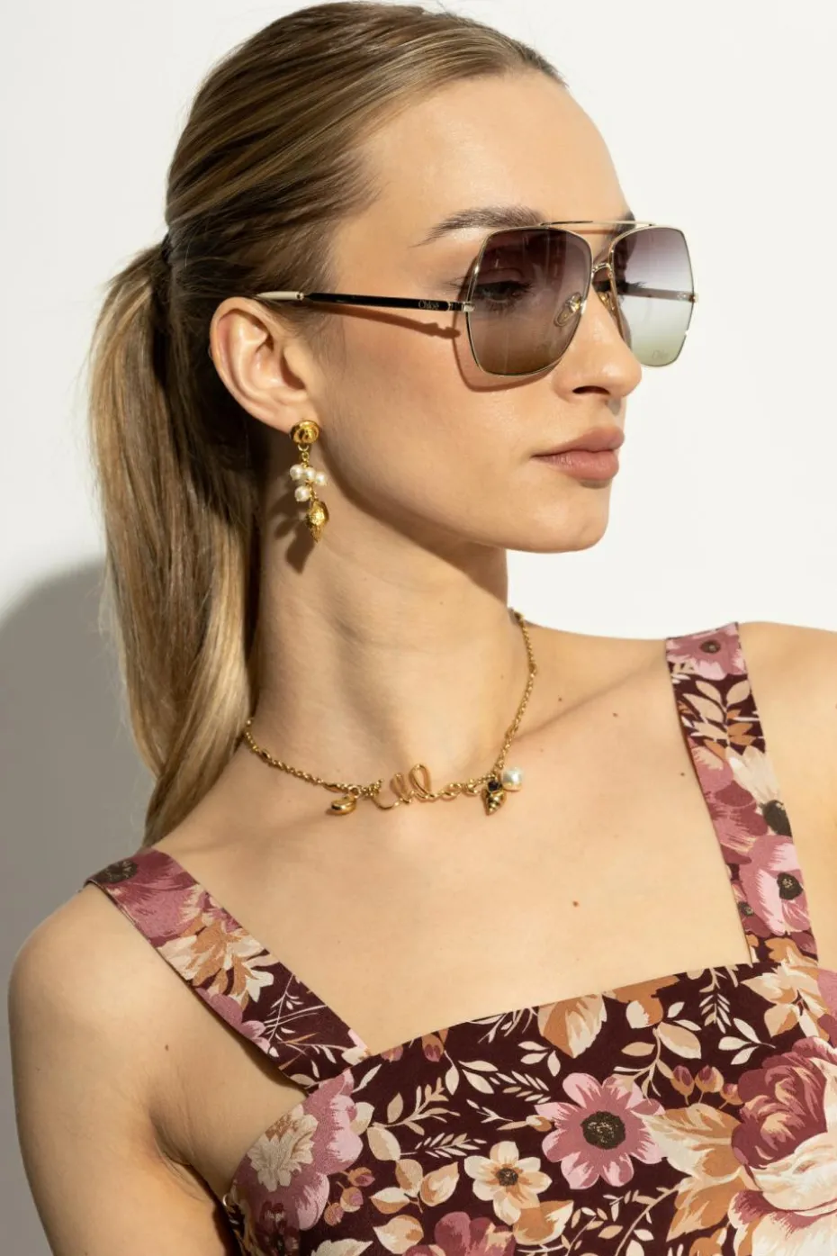 Chloé ZŁOTY Okulary przeciwsłoneczne `Aly`