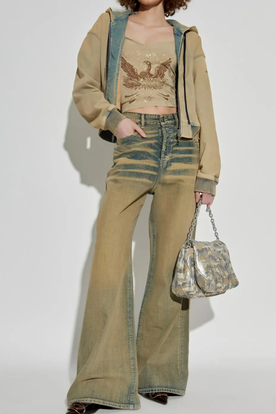 Diesel beżowy Bluza `DE-GIRI-CROP`