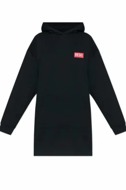 Diesel CZARNY Sukienka z logo ‘D-BOXT-HOOD-LAB’