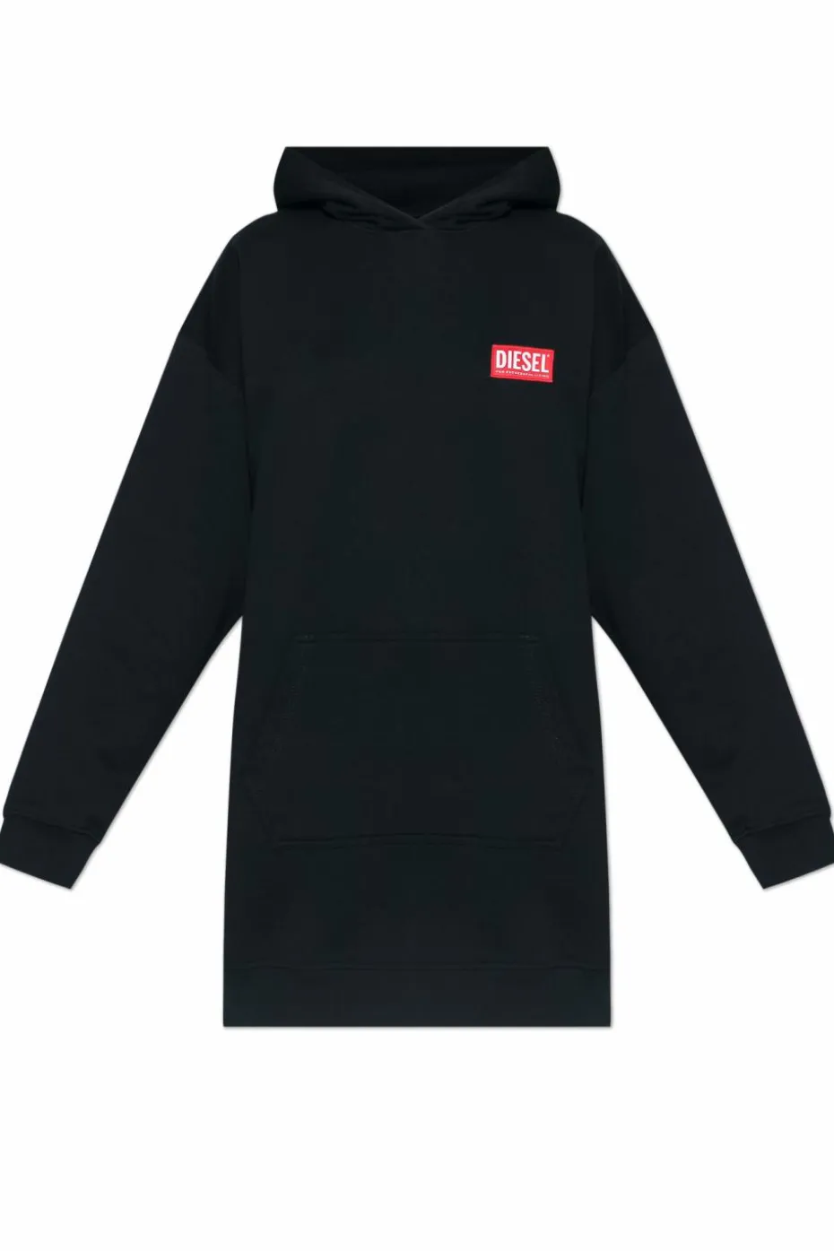 Diesel CZARNY Sukienka z logo ‘D-BOXT-HOOD-LAB’