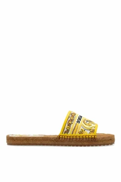 Dolce & Gabbana beżowy Klapki z logo