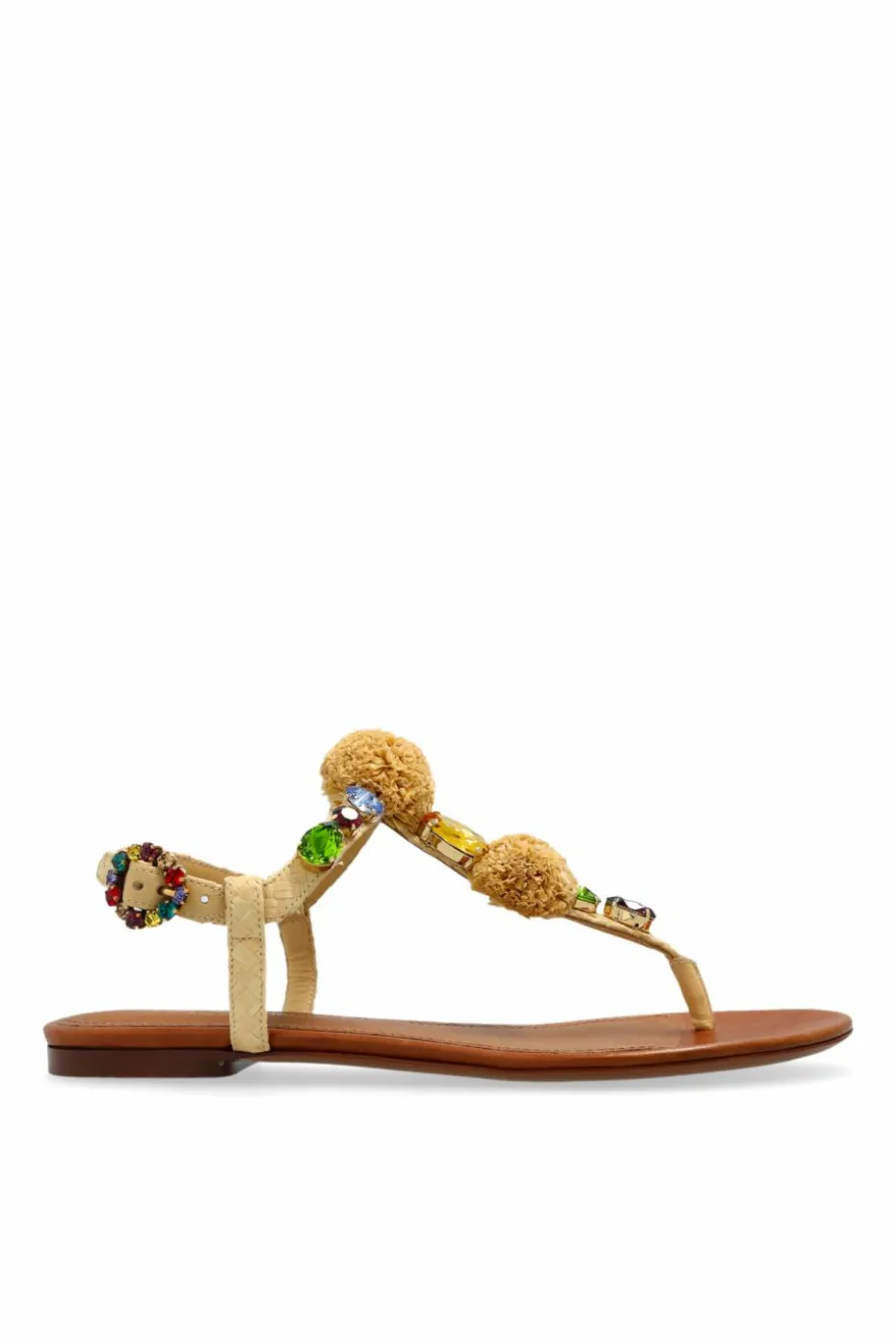 Dolce & Gabbana beżowy Sandały z połyskującymi aplikacjami