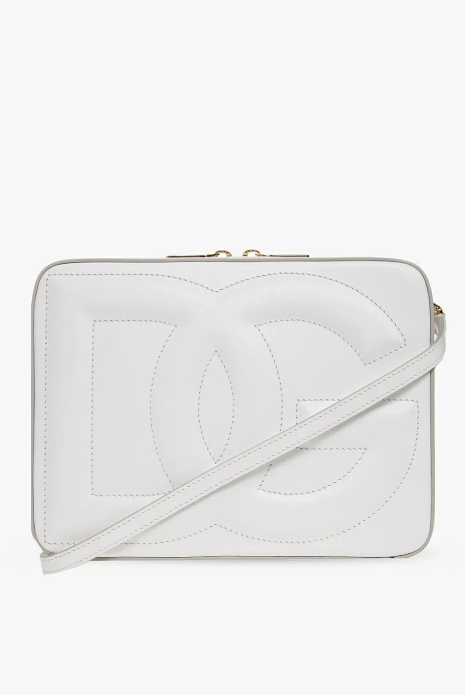 Dolce & Gabbana BIAŁY Skórzana torba na ramię z logo