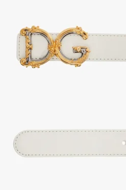Dolce & Gabbana BIAŁY Skórzany pasek