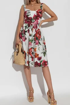 Dolce & Gabbana BIAŁY Sukienka z motywem kwiatowym