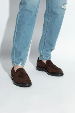 Dolce & Gabbana BRĄZOWY Zamszowe buty typu `loafers`