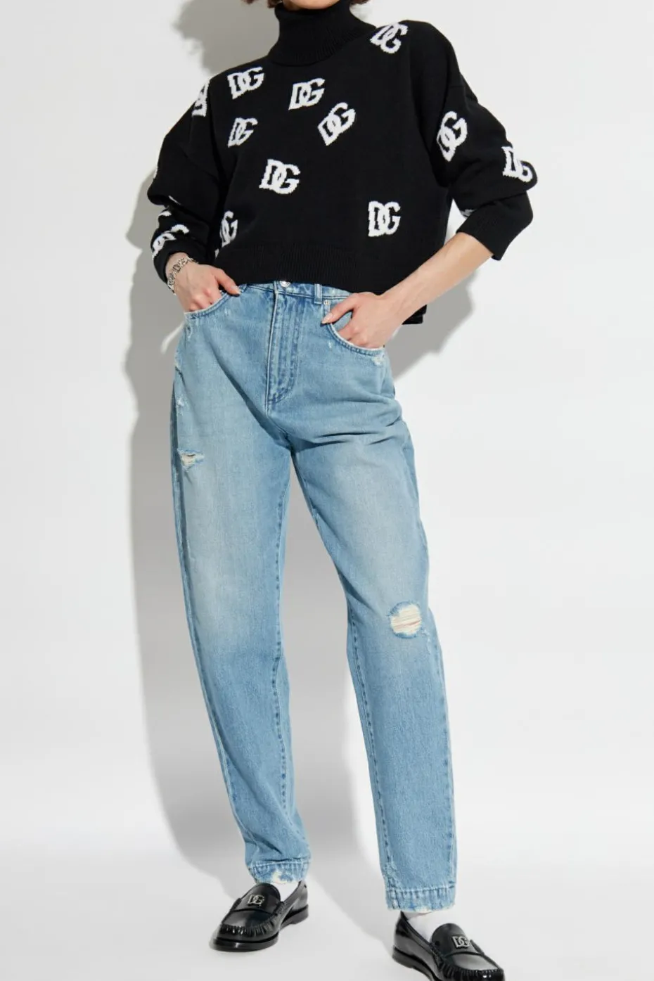 Dolce & Gabbana CZARNY Golf z logo