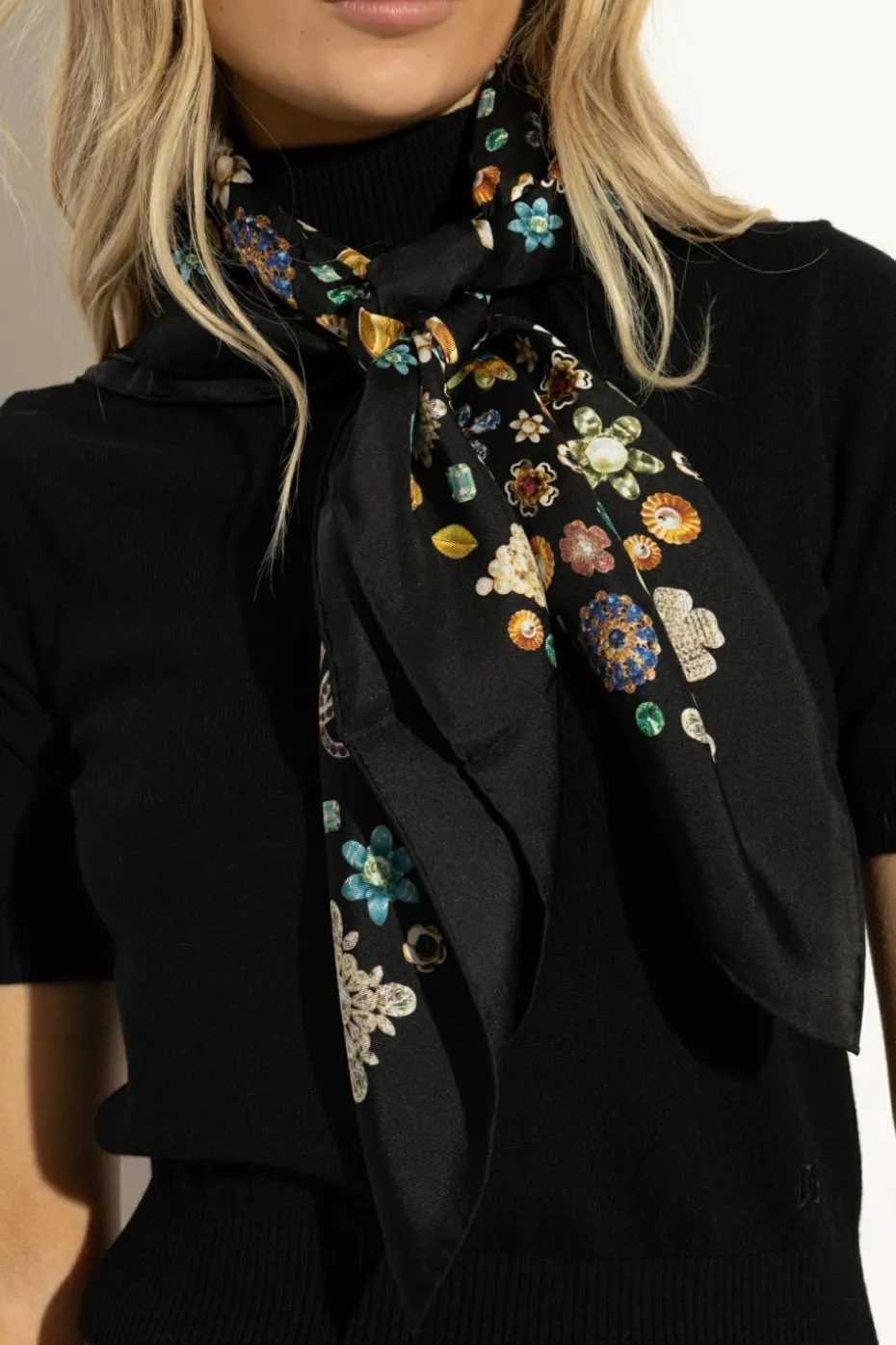 Dolce & Gabbana CZARNY Jedwabna chusta