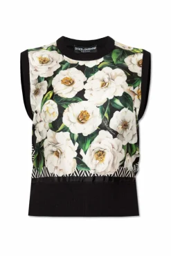Dolce & Gabbana CZARNY Jedwabny top bez rękawów