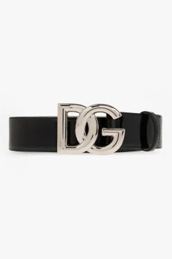 Dolce & Gabbana CZARNY Lakierowany pasek z logo