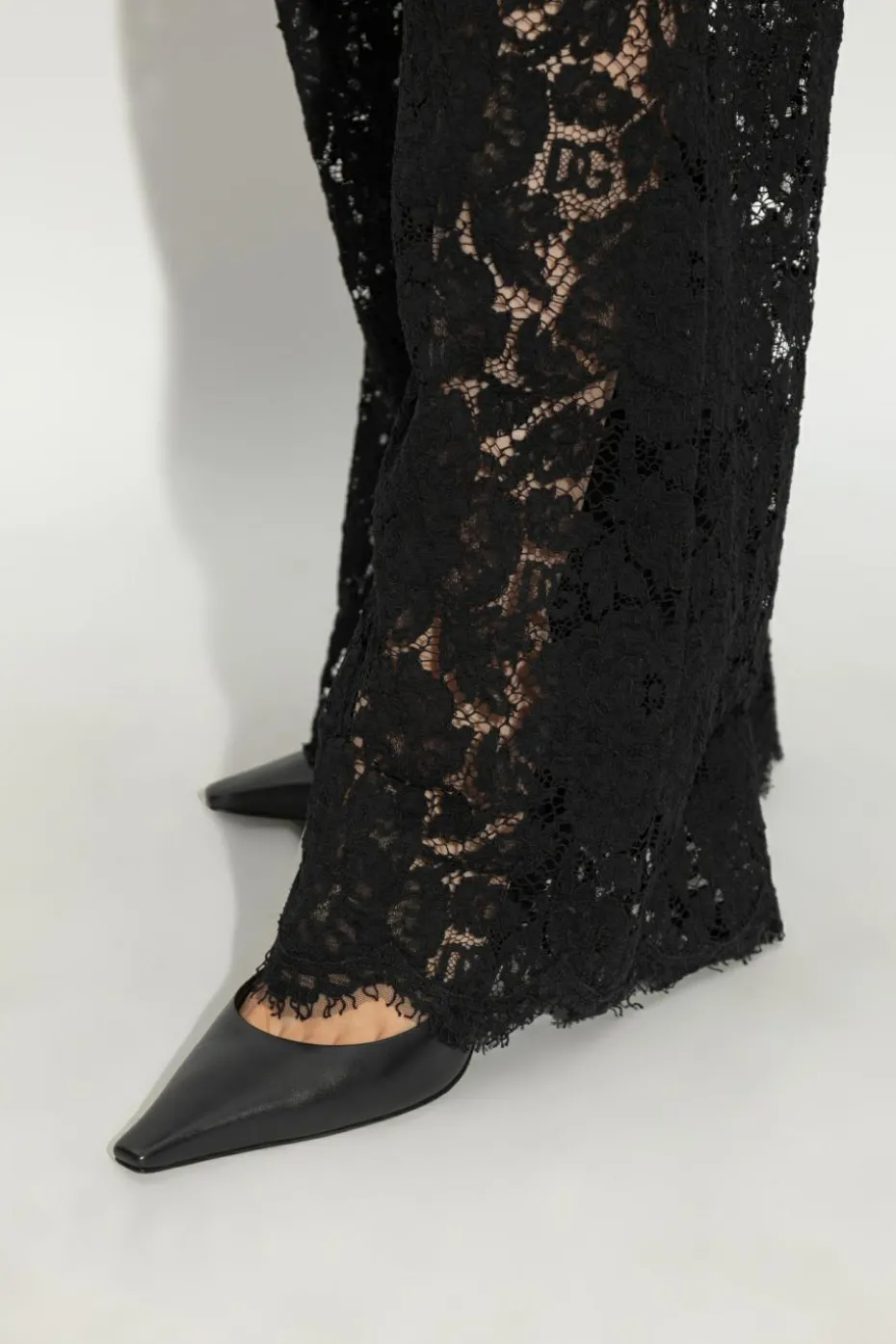 Dolce & Gabbana CZARNY Skórzane buty na obcasie