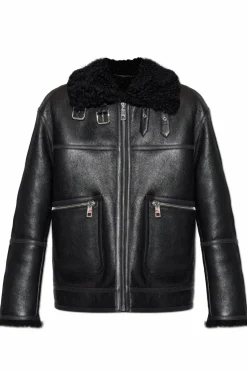 Dolce & Gabbana CZARNY Skórzana kurtka