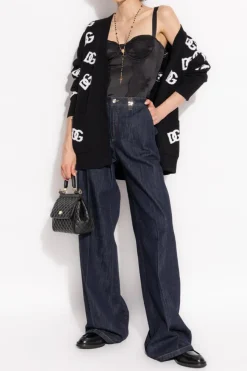 Dolce & Gabbana CZARNY Wełniany kardigan