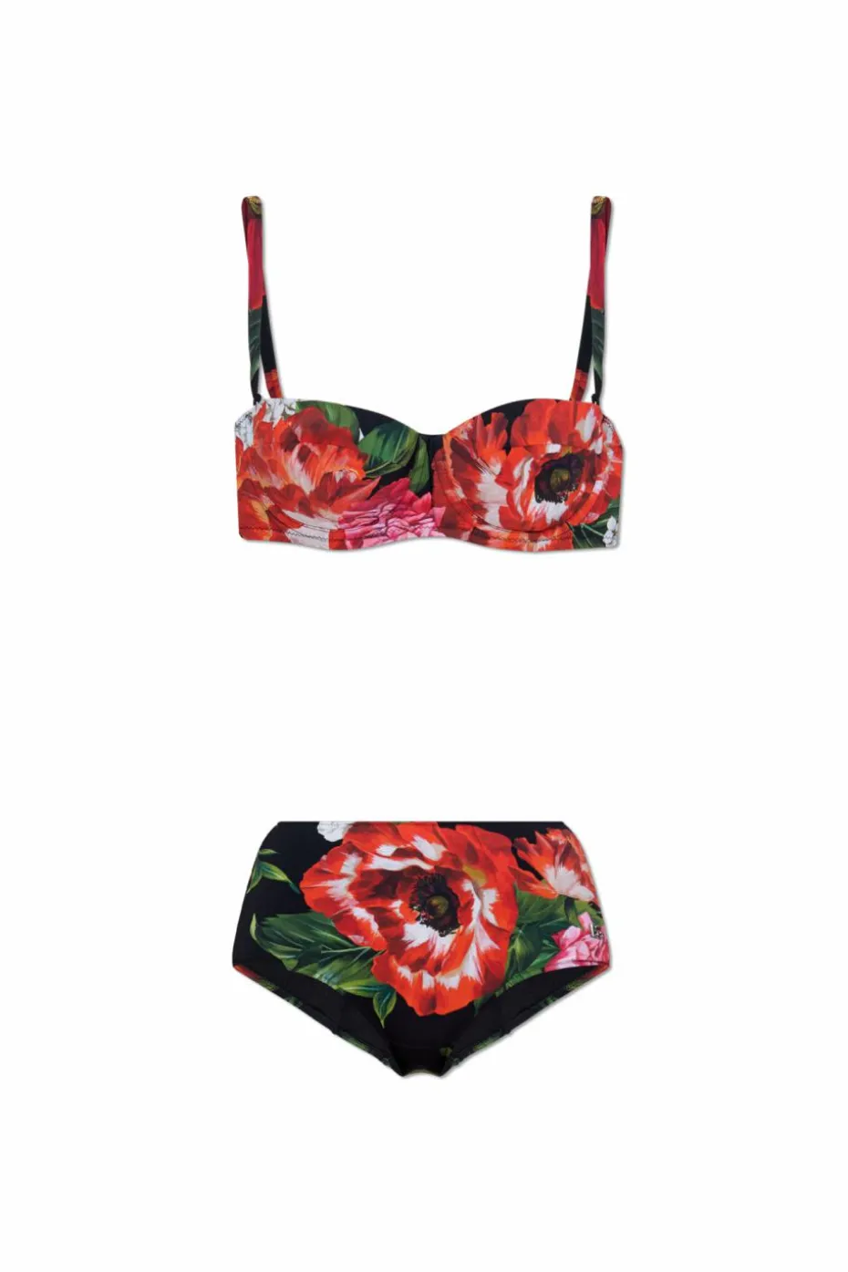 Dolce & Gabbana CZERWONY Dwuczęściowy kostium kąpielowy z motywem kwiatowym