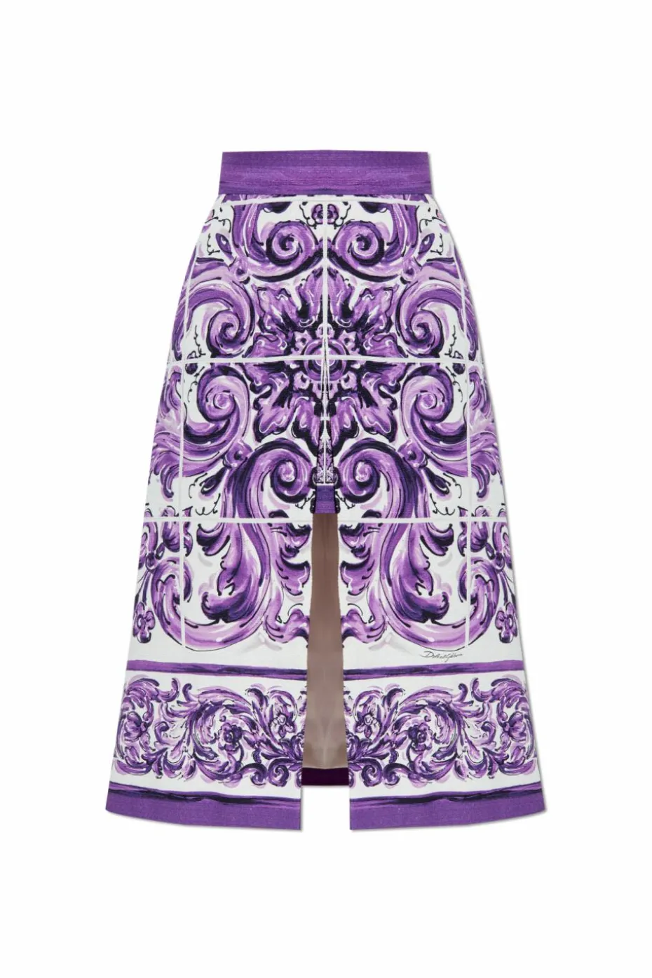 Dolce & Gabbana FIOLETOWY Spódnica z nadrukiem `Majolica`