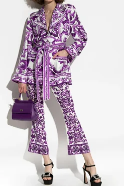Dolce & Gabbana FIOLETOWY Jedwabna koszula