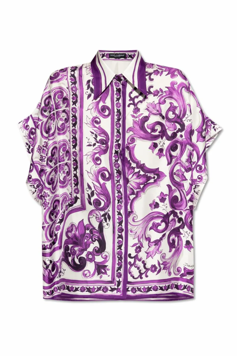 Dolce & Gabbana FIOLETOWY Koszula z nadrukiem `Majolica`