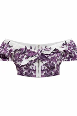 Dolce & Gabbana FIOLETOWY Top z nadrukiem `Majolica`