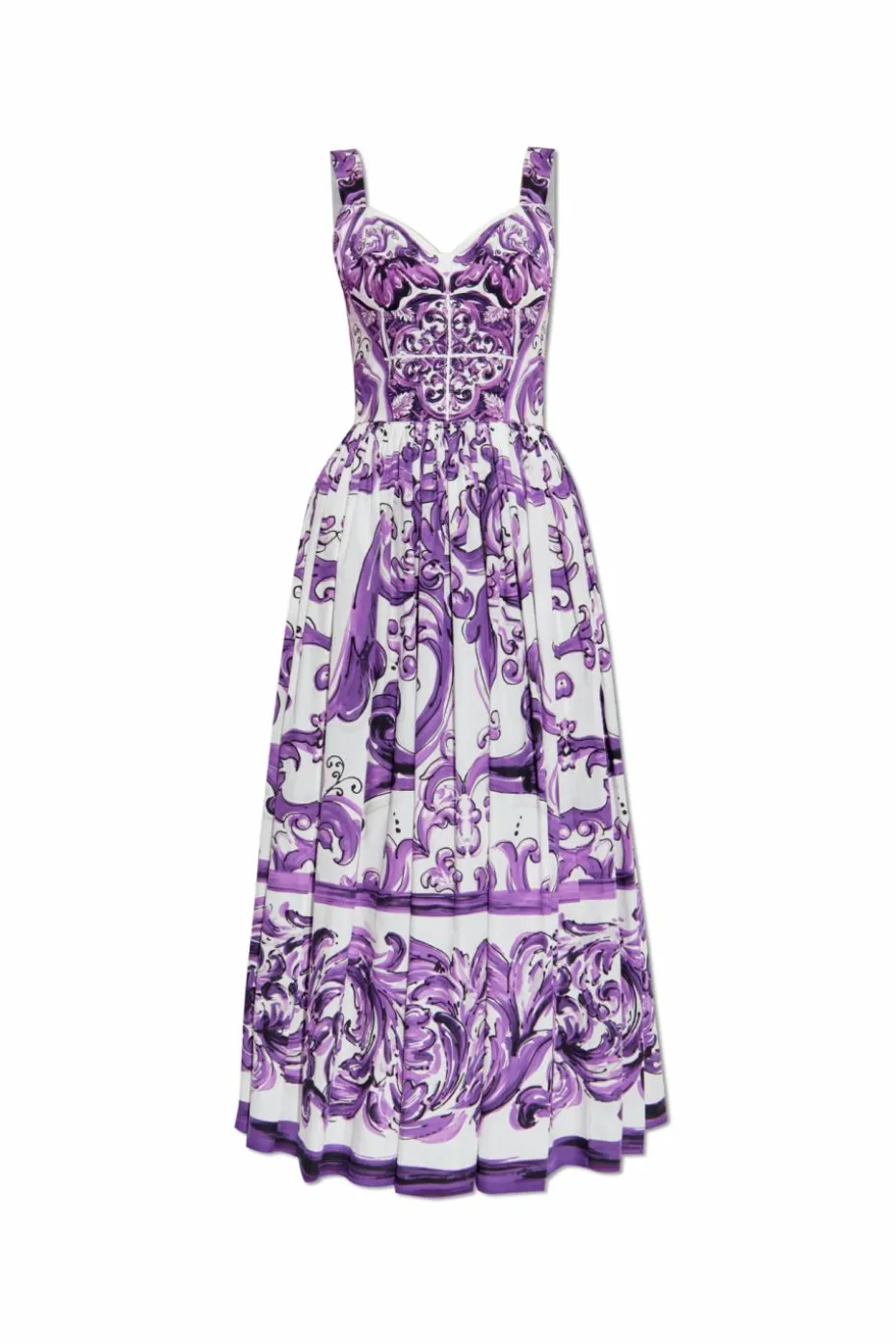 Dolce & Gabbana FIOLETOWY Sukienka z nadrukiem `Majolica`