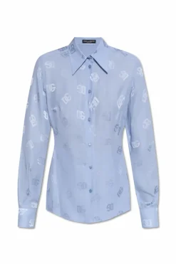 Dolce & Gabbana jasnoniebieski Jedwabna koszula