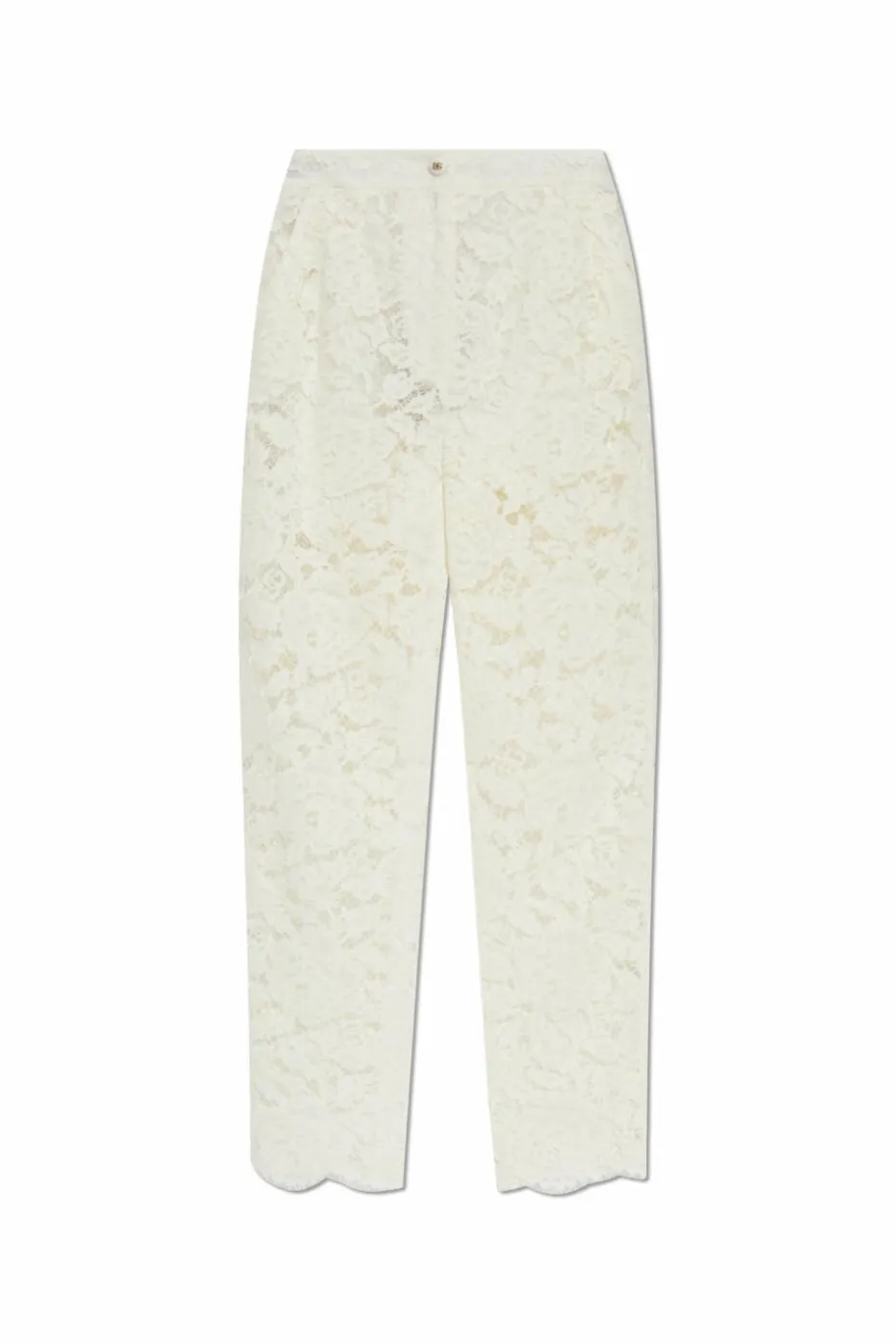 Dolce & Gabbana kremowy Koronkowe spodnie