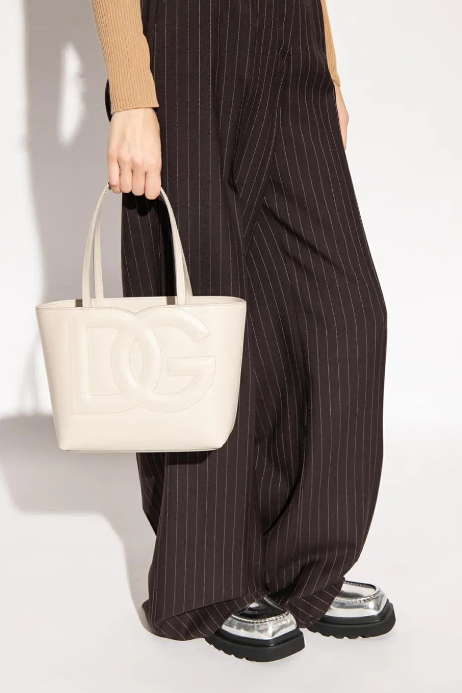 Dolce & Gabbana kremowy Torba typu ‘shopper’ z logo