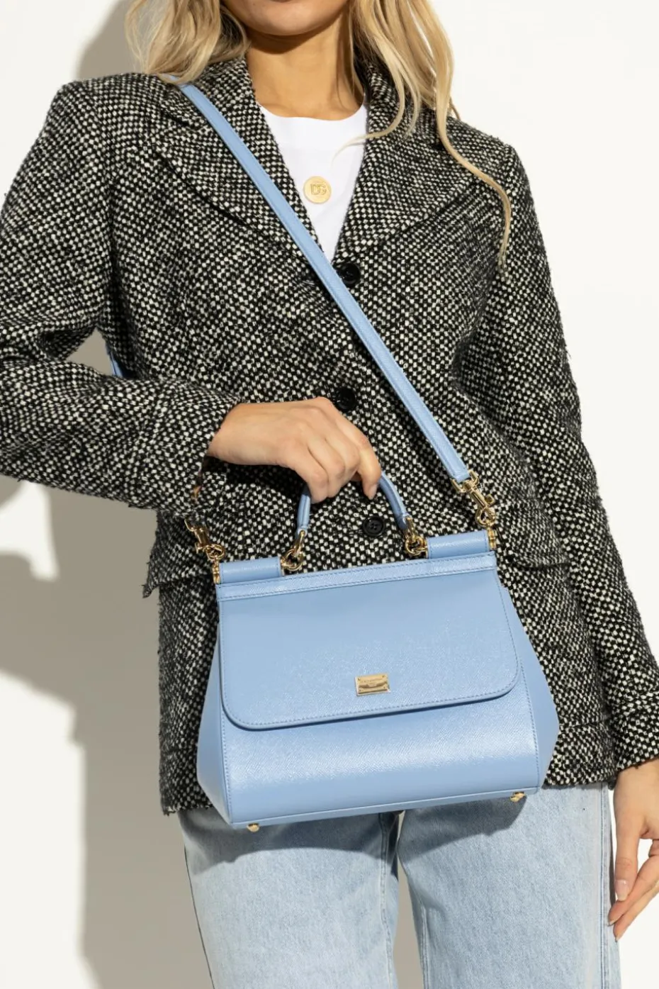 Dolce & Gabbana NIEBIESKI Torba do ręki ‘Sicilly Medium’