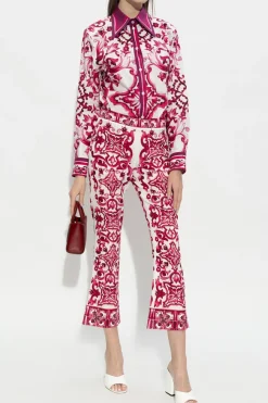 Dolce & Gabbana RÓŻOWY Jedwabne spodnie