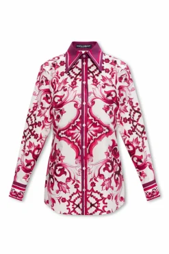 Dolce & Gabbana RÓŻOWY Wzorzysta koszula