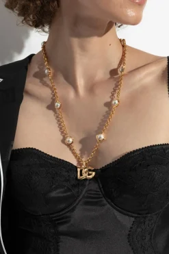 Dolce & Gabbana ZŁOTY Naszyjnik z perłami