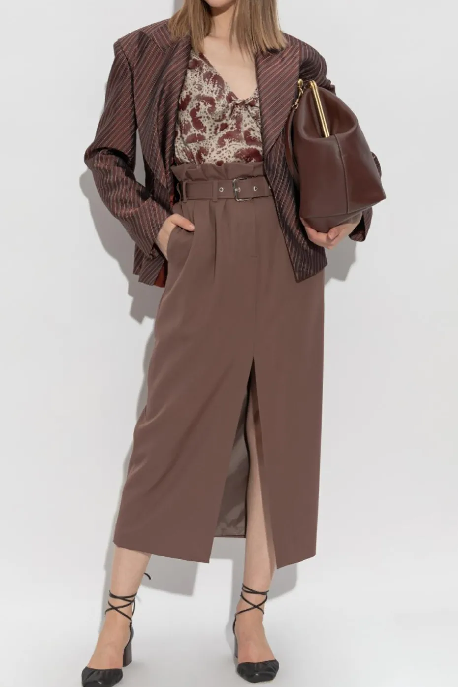 Dries Van Noten BORDO Marynarka ze wzorem w pasy