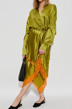 Dries Van Noten ZIELONY Jedwabny top