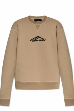 Dsquared2 beżowy Bluza z nadrukowanym logo