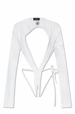 Dsquared2 BIAŁY Body z długimi rękawami
