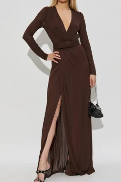 Dsquared2 BRĄZOWY Sukienka z pasem
