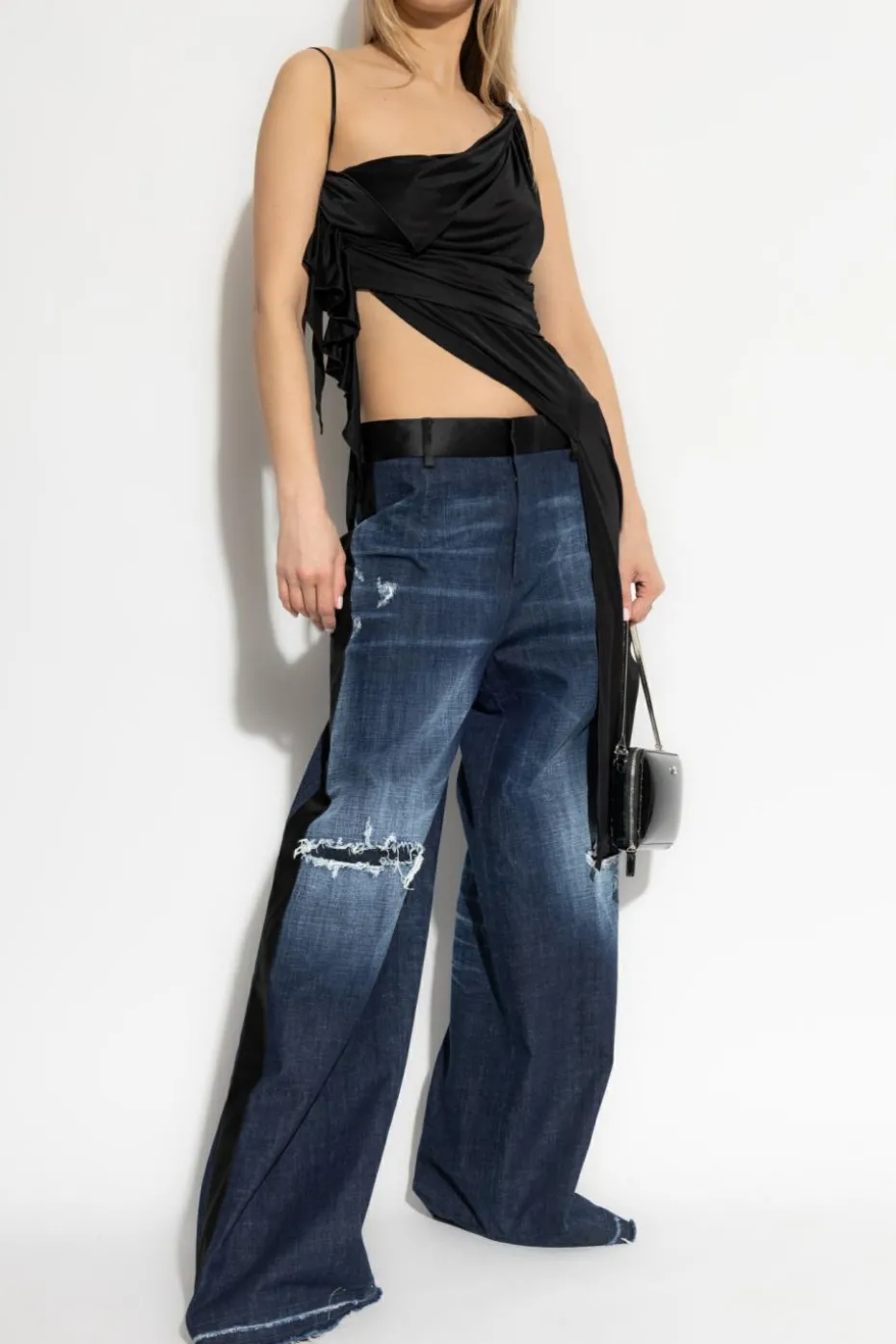 Dsquared2 CZARNY Drapowany top