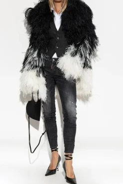 Dsquared2 CZARNY Futro ze strusia