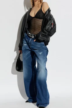 Dsquared2 CZARNY Koronkowy top na ramiączkach